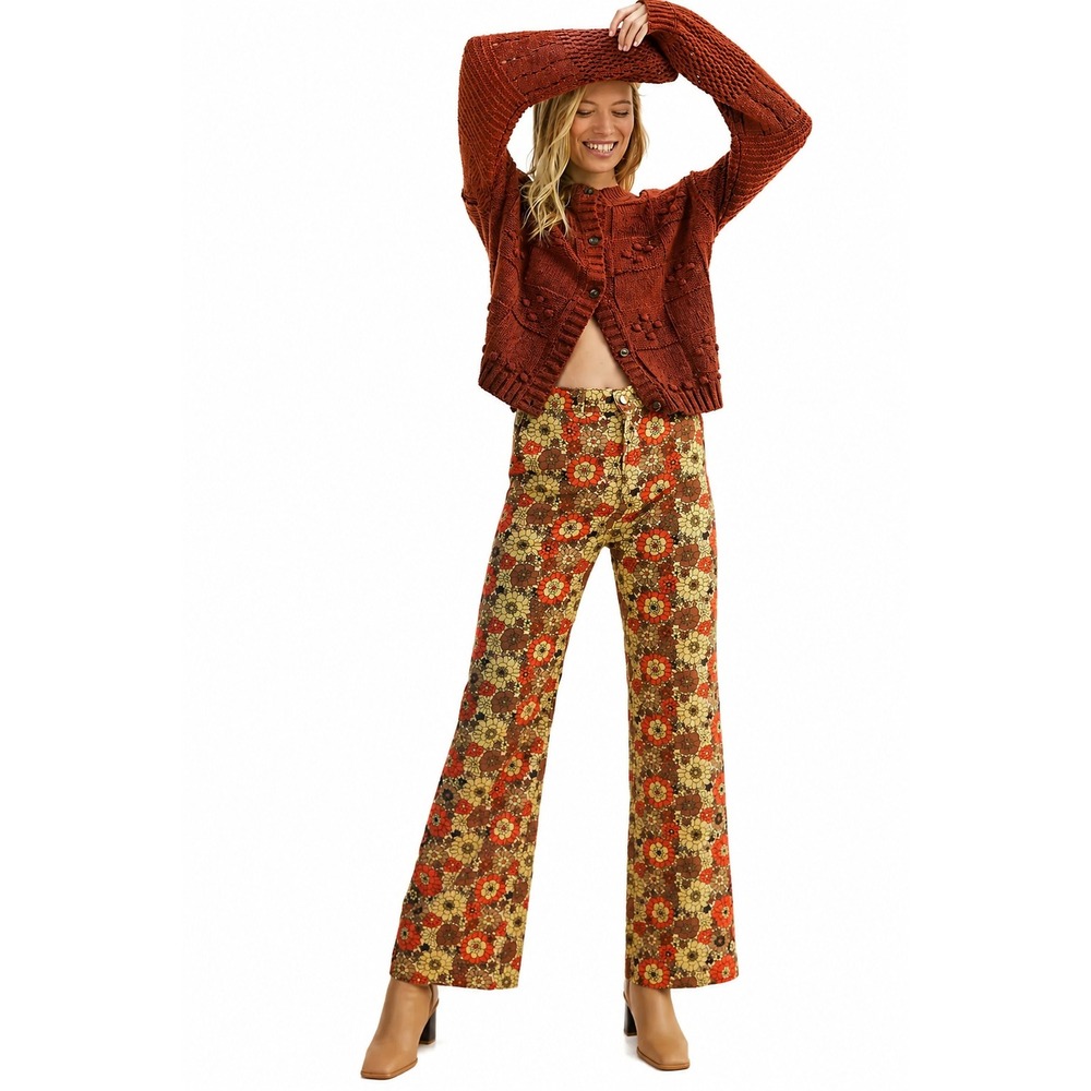 Stella Pardo x Anthropologie‎ Womens Pants Floral High Rise Straight Leg XS